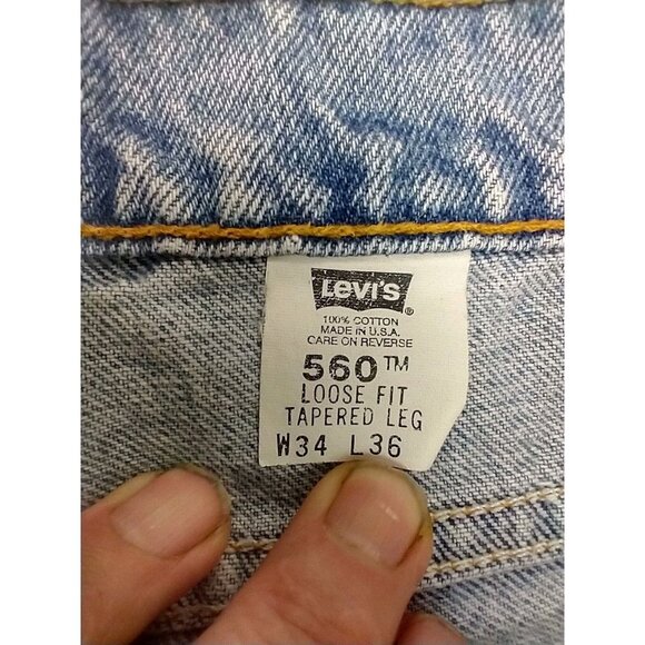 VTG Levi's 560 Jeans Men 34x36 Blue Light Wash Loose Fit Tapered Leg Red Tab Y2K - Picture 6 of 11